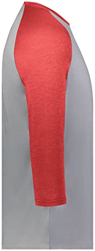 Augusta Sportswear Boys' Youth Gameday Vintage 3/4 Tee, Grey Heather/Scarlet Heather, M4