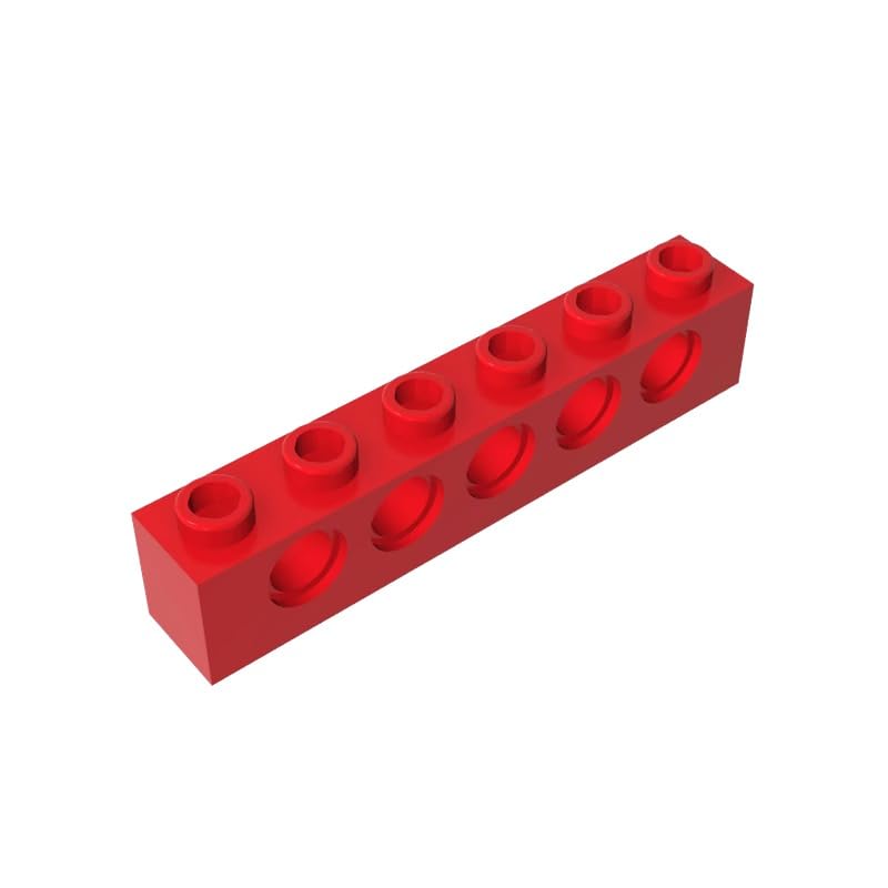 Gobricks 3894 Technology Brick Technic Brick 1x6 [5 Holes] 50 Pieces GDS-626 Compatible with Lego Building Blocks Color:Red — image 1