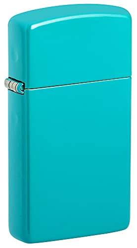Image of Zippo Windproof Lighter - Slim Flat Turquoise, Base Model - Refillable - Reusable - Windproof Design - Gift Box - Made in USA