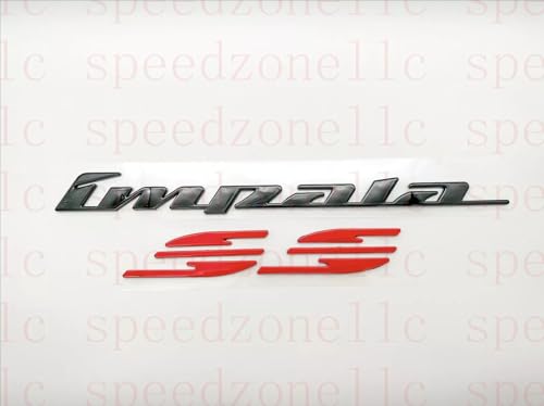 Image of 2Pcs 94-96 Impala Ss Rear Quarter Panel Emblems 3D Letter Badge Car Decal Nameplate Replacement for SS (Black Red)
