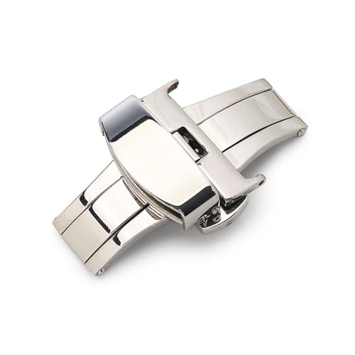 Boucle ardillon automatique double clic 18mm argent pour bracelet de montre