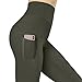 FIANA FASHIONS Womens High Waisted Yoga Leggings Tummy Control Workout Running Soft Pants Olive