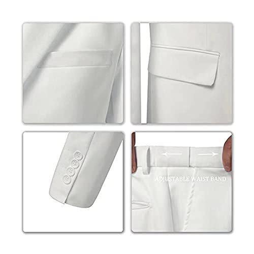 Image of Furuyal Men's Suits 3 Piece Slim Fit Suit Set,Two Button Wedding Business Tuxedo Solid Blazer Jacket Vest Pants with Tie