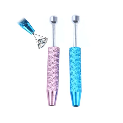 2 Pieces Mini Grabber Pen Stainless Steel 4-Claw Pick up Tool for Small Parts Pickup Grabber IC Chips Grabber Claw Holder Electronic Component Jewel Diamond Pearls Gem Tweezers Pink Blue
