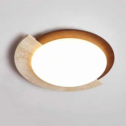 Lámpara de techo de madera redonda de 25cm regulable para recibidor y techos bajos