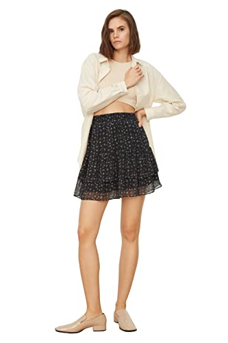 Mini jupe tissée trapèze Trendyol avec volants pour un style décontracté