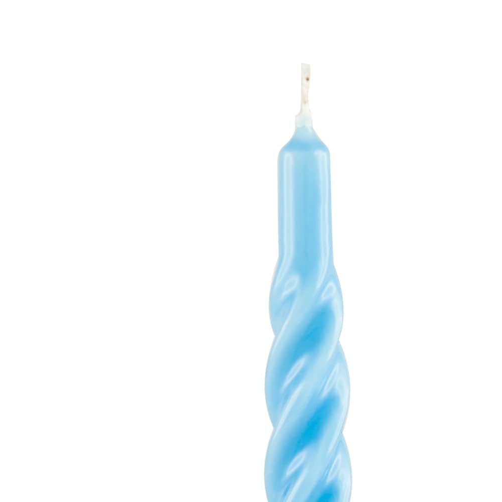 Candele With a Twist®, Made in Italy, 25 Colori Disponibili, Intrecciate Lunga Durata 5 Ore, Coniche, Laccate, Senza Profumo, Set Regalo 6 pz. 2,2 x 21 cm (Celeste)