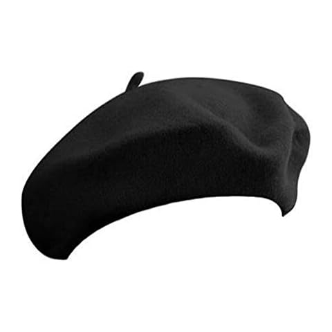 RuiChy Women Vintage French Beret Beanie Elegant Soft Stretchy Cap Lightweight Classic Solid Winter Hat, Black Cover