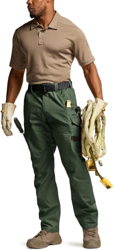 Image of CQR Men's Quick Dry Work Pants, Water Resistant Outdoor Tactical Pants, Lightweight Stretch Cargo Hiking Pants