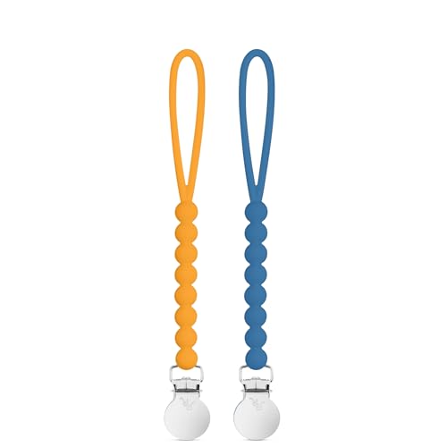 Image of Ryan & Rose Cutie Clip 2 Pack - Pacifier Clip Holder Silicone (Judy-Mango /Judy-Stream)