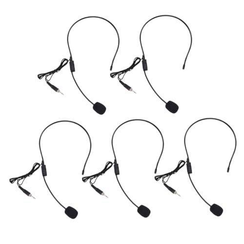 BESTonZON 5pcs Microphone Wired Gaming Headphones Childrens Toys Plastic Amplifier Thread, 15.8CM, Black, 8VYTR2GXG52FP8MO0341XXW0H