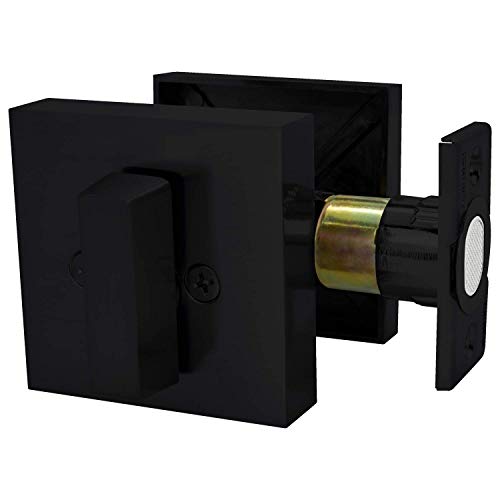 Image of Nuk3y Hulk Series Lever Door Handle Slim Square Modern Contemporary Lever Set (Deadbolt [Single Cylinder], Matte Black)