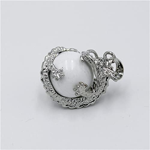 Pierre de cristal AMÉTHYST NATURELLE Crystal Naturel Rose Pendentif en pierre d'oeil de cristal rose pour collier 16mm rond billes de perles de ballon de dragon pendentif bijoux ( Metal color : 3 ) Cover