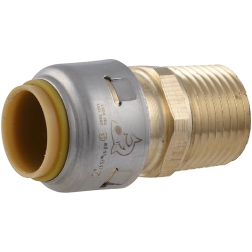 SharkBite Max 1/2 Inch MNPT Adapter, Push to Connect Brass Plumbing Fitting, PEX Pipe, Copper, CPVC, PE-RT, HDPE, UR120A