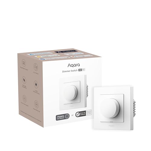 Aqara Dimmschalter H2 EU - Thread/Zigbee Protokoll, 2-in-1 Neutral, 1 Fach 1 Weg, 200 W, für Dimmbare LED/CFL/Glühlampen/Halogen/ELV-Lampen, Unterstützt Apple Home, Alexa, Google Home, Matter (Weiß)