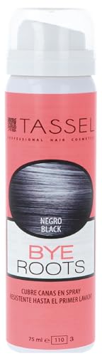TASSEL | Cubre canas y retoca raices al instante | Coloración temporal en Spray | Color instantáneo | BYE ROOTS (NEGRO, Bote)