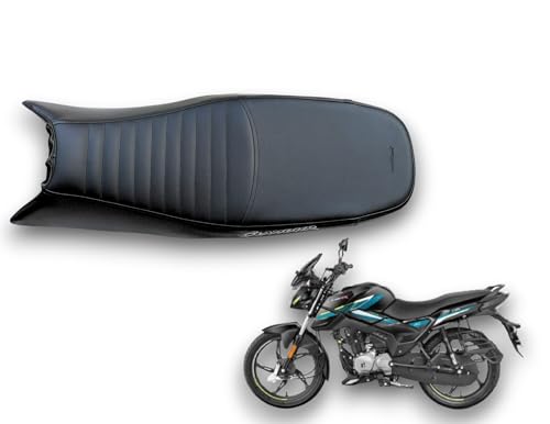 Image of Hero Glamour 'X'125 Bike SEAT Cover,PU Leather, Black Colour,Water Proof,Rope and Elastic provided for Quick and Easy Installation.with 6 mm Rubber Foam
