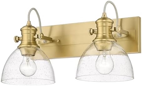 Hines 2 Light Bath Vanity Brushed Champagne Bronze with Seeded Glass