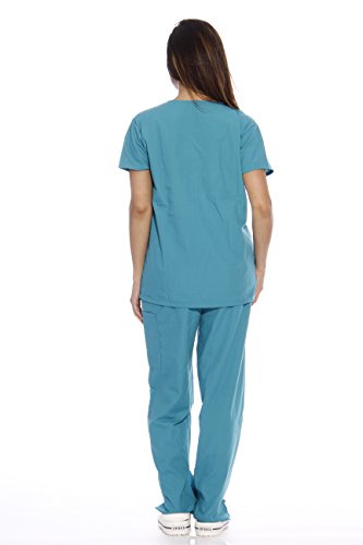 Image of Just Love Women's Medical Scrubs Set, 6-Pocket V-Neck Top & Cargo Pants, Cotton Blend Nursing Uniform