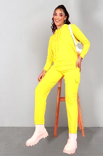 Image of POPWINGS Casual Self Design Solid Sweatshirt and Joggers Co-Ords Set for Women | Trendy Stylish Top and Bottom Set for Women | Women Hooded Sweatshirt and Joggers Set | Women Co Ords Set Summer Wear