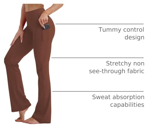 Image of BUBBLELIME 29 inch /31 inch /33 inch /35 inch /37 inch 3 Styles Women's High Waist Bootcut Yoga Pants Basic /Side Pockets Tummy Control Workout Flared