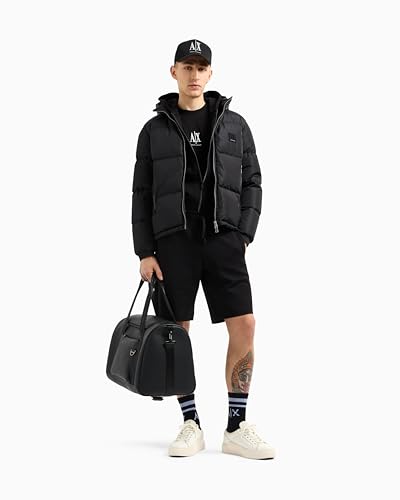 Armani Exchange Men's, Icon Project, emboidered Logo, Full Zip Hooded Bluza, Black, XXL, czarny, XXL