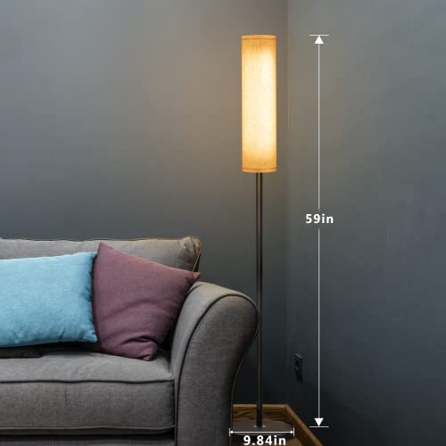 Aigotek Floor Lamp, 12W Floor Lamp With Remote And Timing Function, Floor Lamp For Living Room With 6 Color Temperatures And Brightness, Bedroom Lamps With Beige Lamp Shade #TOP2