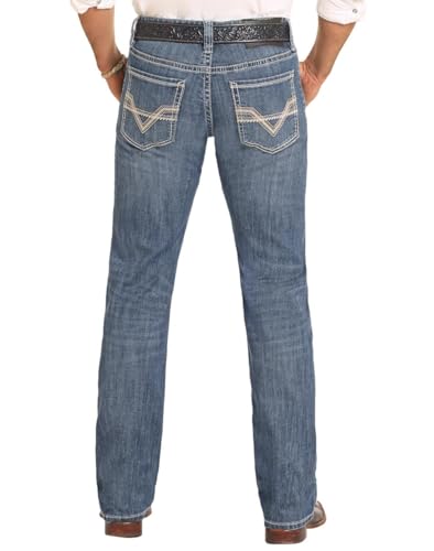 Rock & Roll Denim Men's Slim Fit Two-Tone Stitch Straight Leg Jeans