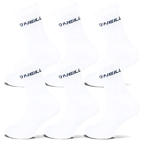 O'Neill Lot de 6 paires de chaussettes de sport unies pour homme et femme - Blanc - Taille 39-42 Cover