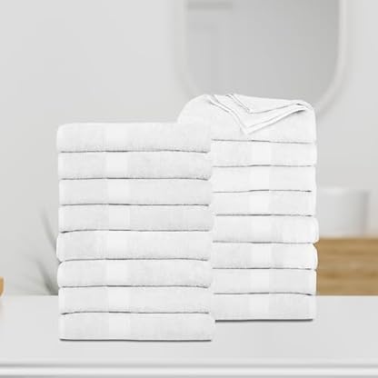 Ample decor, 16-teiliges Handtuch-Set, 100 % Baumwolle, Handtücher für Badezimmer, weich und sehr saugfähig, dicke Konstruktion, Weiß – Bild 3