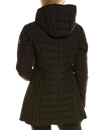 Nautica Women's 3/4 Midweight Stretch Puffer Jacket with Hood2