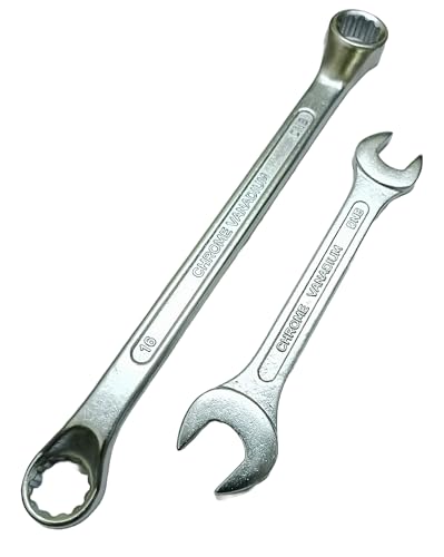 4 MECH Ring + DOE Spanners Heavy Duty, Hardened and Tempered, Chrome Vanadium Steel, Double Sided, Anti-Slip & Anti-Corrosion properties (16X17 MM)