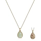 Gold Plated Jade Necklace for Women- Teardrop Green Jade Pendant Necklace, Meaningful Jade Jewelry Green Stone Necklace for Gift