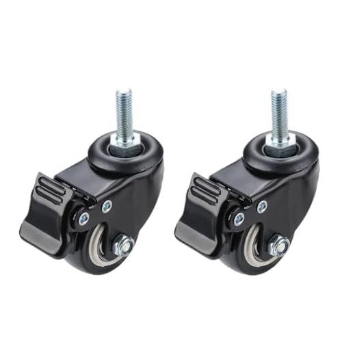 キャスター、 M8 オフィスチェアキャスターホイール 1.5 インチミュートスイベルゴムキャスターホイール交換用ソフト安全ローラー家具ハードウェアホイール 取替(With brake 2 pieces)
