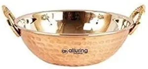 Alluring Homz Hammered Design Copper Steel Kadhai for Serving Kadhai Wok Bowl- Home, Hotel, Restaurant, Tableware 16 cm Diameter 600 ML Capacity