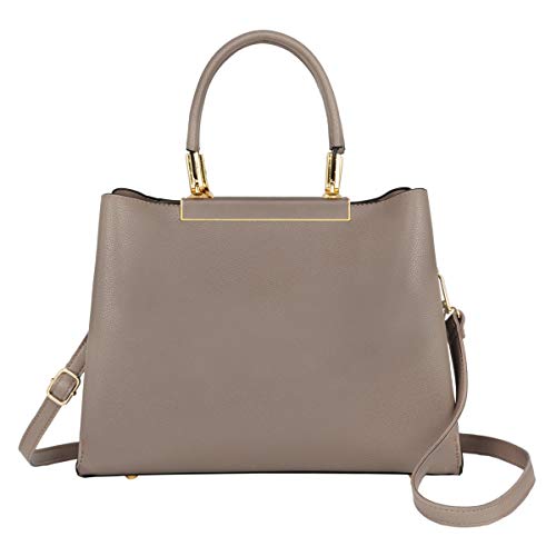 CRAZYCHIC - Sac à Main Femme - Cabas Porté Epaule Bandoulière Cuir PU - Fourre-Tout Plusieurs Poches Compartiments - Sac Tote Ville Elegant Dame Fille Mode Original Tendance - Marron Taupe