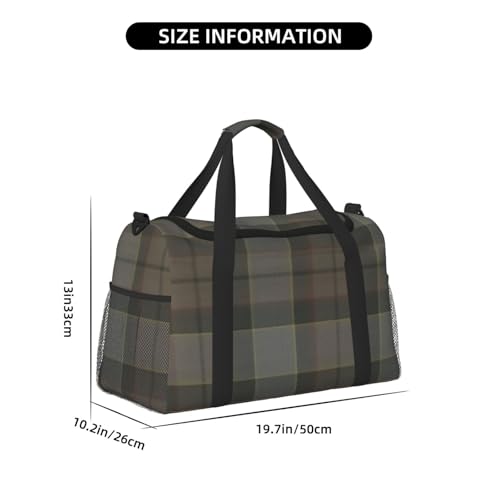 Outlander Fraser Tartan Pattern Lightweight Travel Duffle Bag – Spacious Overnight Bag With Mesh Side Pockets, Adjustable Strap & Reinforced Design3