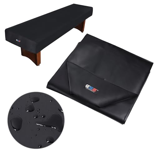 GSE Games & Sports Expert 9' Black Heavy-Duty Leatherette Shuffleboard Table Cover for Shuffleboard Table Accessories