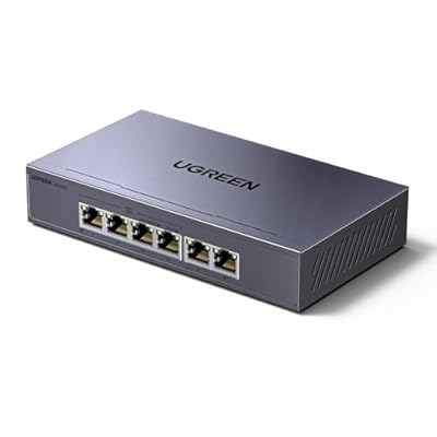 UGREEN 6 Puertos Gigabit PoE Switch con 4 Puertos PoE+ con Protocolos IEEE 802.3AT / AF y PD Protección 6KV VLAN Plug y Play Largo Alcance hasta 250M hasta 30W para Cada Puerto