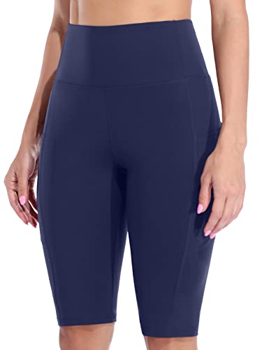 Image of Sociala High Waist Yoga Shorts with Pocket Compression Leggings Tummy Control Yoga Pants.