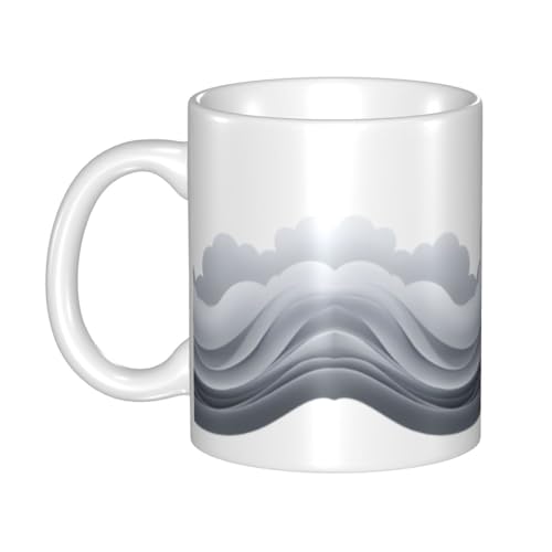 MKGOHLG Taza de cerámica impresa con ondas de tinta para capuchino, latte, cereales, yogur, leche, bebidas calientes o frías, horno de microondas