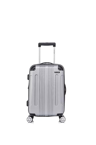 Image of Rockland London Hardside Spinner Wheel Luggage Set, Silver, Carry-On 20-Inch and Tote 14-Inch (F1902-SILVER)