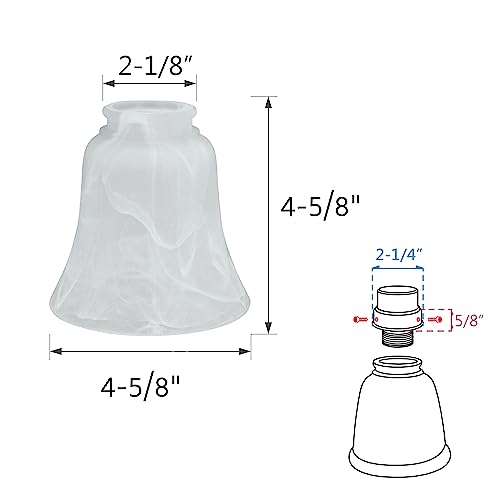 Image of Aspen Creative 23030-4 Transitional Alabaster Bell Shape Ceiling Fan Glass Shade 2-1 /8 inch Fitter, 4-3 /4 inch D x 4-3 /4 inch H, 4 Pack