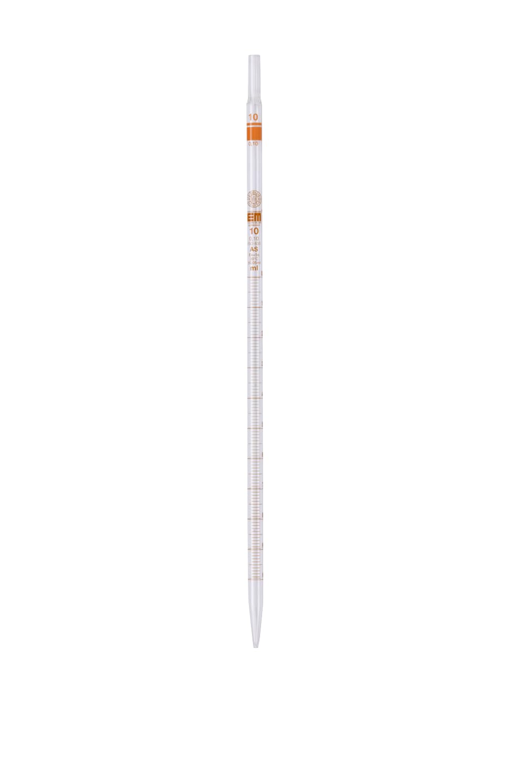 Hirschmann Messpipette aus Kalk-Natron-Glas, Klasse AS, 25 ml, Teilung 0,1 ml, braun graduiert, Teilauslauf, 450 mm