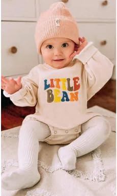 Chloefairy Newborn Baby Boy Girl Bubble Romper Little Bean Onesie Sweatshirt Long Sleeve Oversized Bodysuit Fall Outfit3