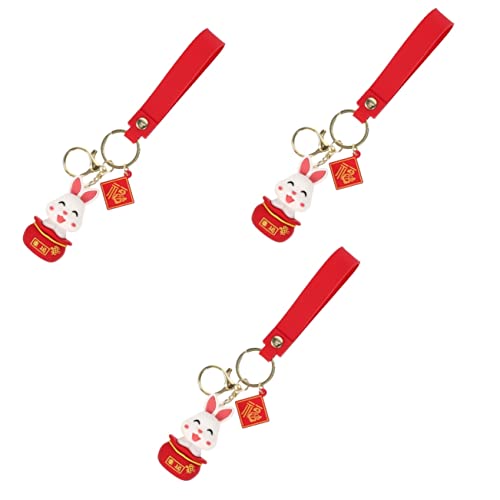 Operitacx 3 Pièces Porte-Clés Anneau Décor De Lapin Porte-Clés en Métal Porte-Clés Pendentifs du Nouvel an Porte-Clés Animal du Zodiaque À Main Suspendu Décor