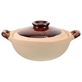 MOLUCKFU Pentola per Stufato in Terracotta da 500 Ml Doppie Orecchie, Antiaderente e Facile da Pulire, per Cucinare Bibimbap, Zuppe e Brasati in Cucina Domestica e Riunioni Familiari