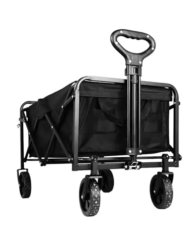 Folding Wagon Collapsible Wagon Cart Heavy Duty Utility Wagon Folding Cart with All-Terrain Wheels Foldable Trolley for Beach Camping Garden & Shopping Portable Outdoor Wagon Compact Storage De