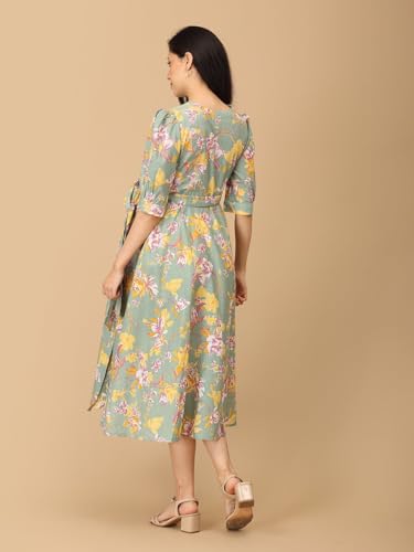 Image of The Mom Store Maternity and Nursing Wrap Dress for New Mom | Pre and Post Pregnancy Wear for Womens | Trendy Stylish Printed Friendly Dresses for Women | Comfortable