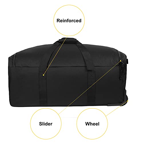 Greencity Duffel Bag Wheels Rolling Deployment Wheeled Military Suitcase Heavy-Duty Trolley Bag Tactical Large Capacity 32 Inch，Black #TOP6
